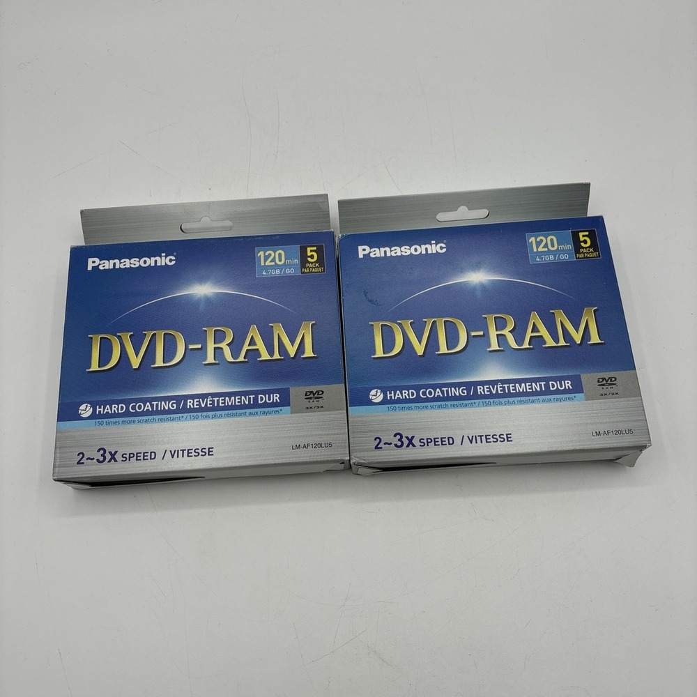 New Panasonic DVD-RAM 2-3x Speed 120 Min 10 Pack LM AF120LU10 Video Data
